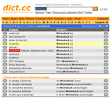 Screenshot dict.cc - German-English Dictionary